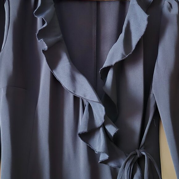 MOHITO - Ruffle Tie Waist Mini Dress Steel Blue - Picture 5 of 7